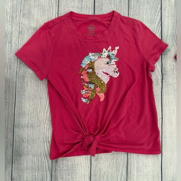 Wonder Nation Pink Sequin Tie Front Polo Tee/size S - Picture 6 of 6